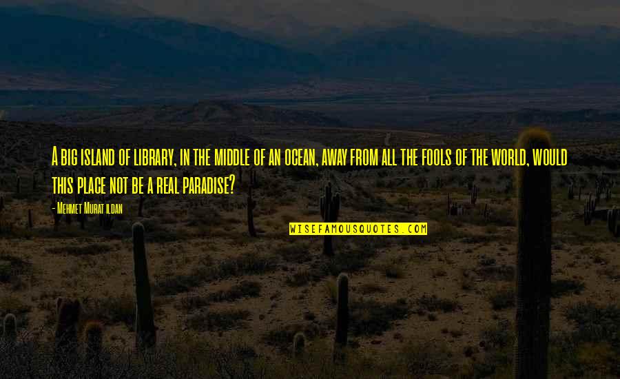 In The Middle Of The Ocean Quotes By Mehmet Murat Ildan: A big island of library, in the middle