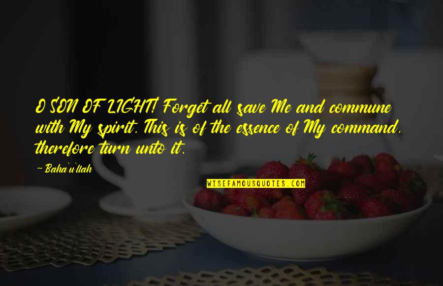In The Night Garden Quotes By Baha'u'llah: O SON OF LIGHT! Forget all save Me