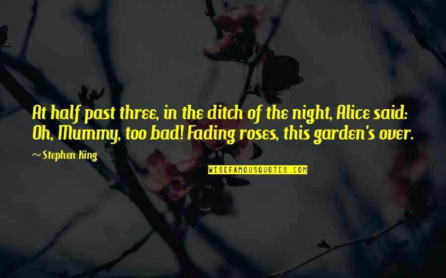 In The Night Garden Quotes By Stephen King: At half past three, in the ditch of In The Night Garden Quotes By Stephen King: At half past three, in the ditch of