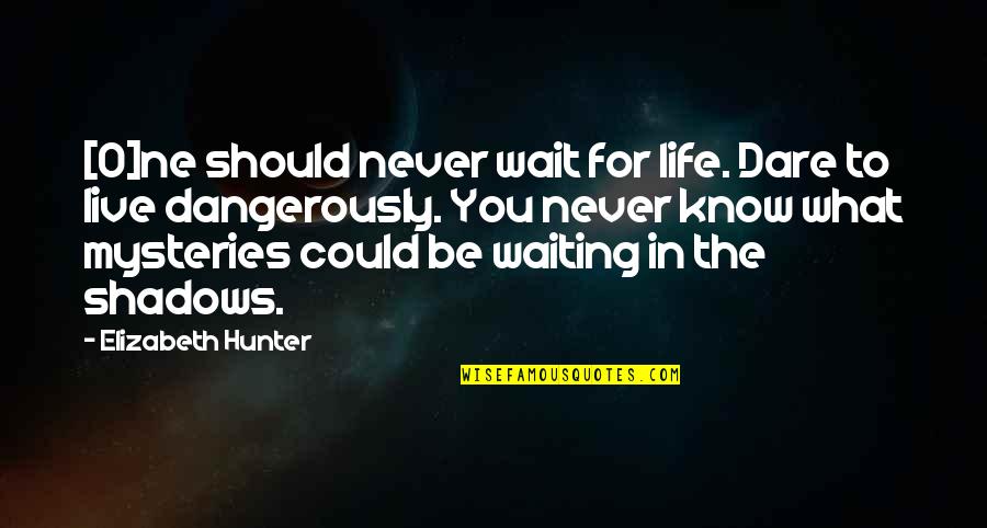 In The Shadows Quotes By Elizabeth Hunter: [O]ne should never wait for life. Dare to