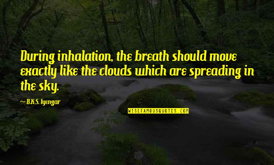 In The Sky Quotes By B.K.S. Iyengar: During inhalation, the breath should move exactly like