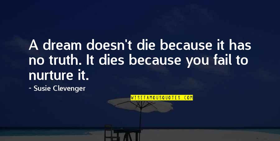 Inadaptados Carin Quotes By Susie Clevenger: A dream doesn't die because it has no Inadaptados Carin Quotes By Susie Clevenger: A dream doesn't die because it has no