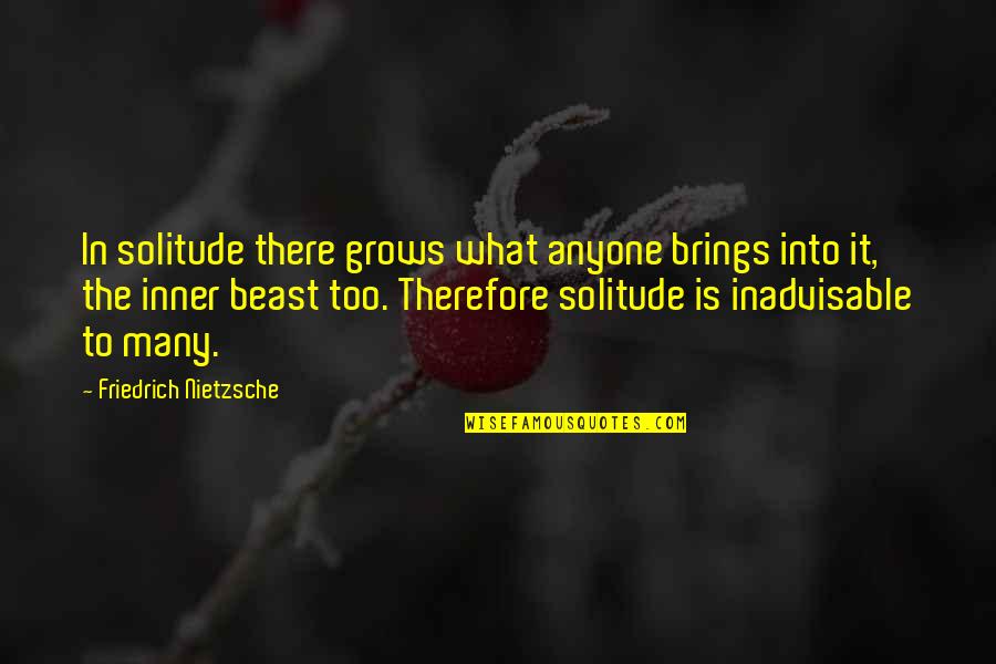 Inadvisable Quotes By Friedrich Nietzsche: In solitude there grows what anyone brings into