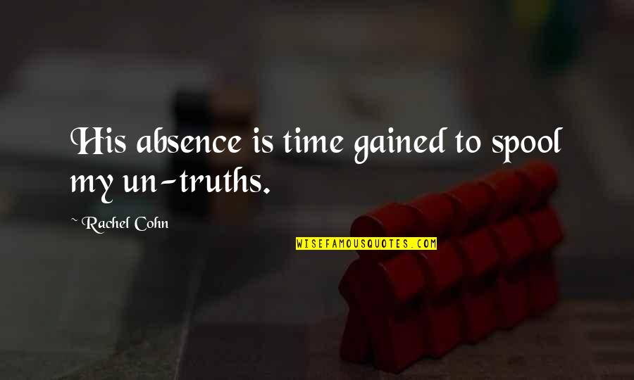 Inappropiate Quotes By Rachel Cohn: His absence is time gained to spool my