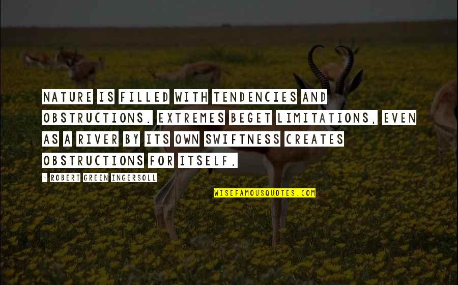 Inartful Quotes By Robert Green Ingersoll: Nature is filled with tendencies and obstructions. Extremes