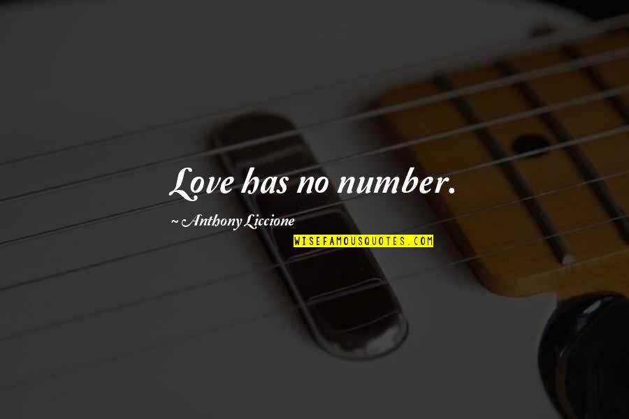 Incalculable Quotes By Anthony Liccione: Love has no number.