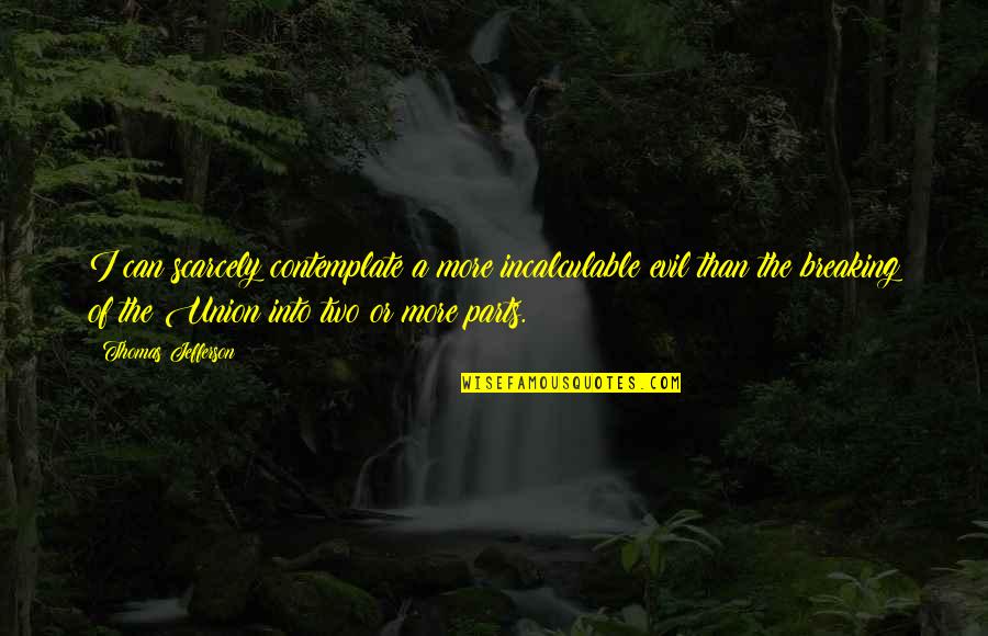 Incalculable Quotes By Thomas Jefferson: I can scarcely contemplate a more incalculable evil