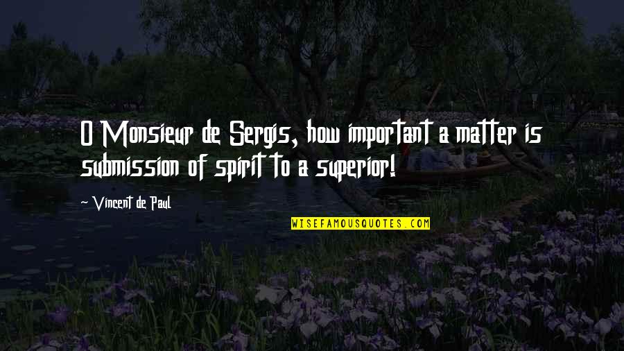Incapacitating Injuries Quotes By Vincent De Paul: O Monsieur de Sergis, how important a matter Incapacitating Injuries Quotes By Vincent De Paul: O Monsieur de Sergis, how important a matter