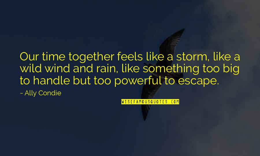 Incarcerates Quotes By Ally Condie: Our time together feels like a storm, like Incarcerates Quotes By Ally Condie: Our time together feels like a storm, like