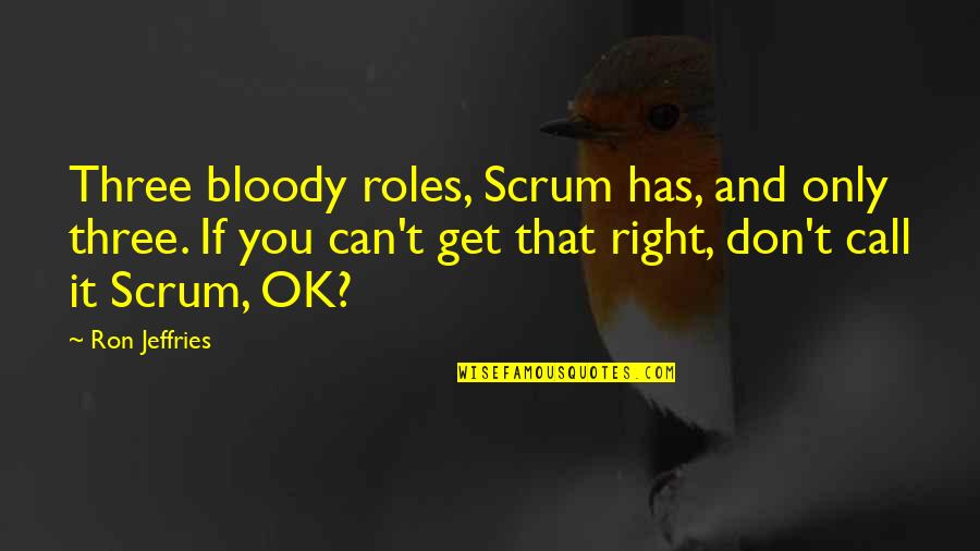 Incarnational Spirituality Quotes By Ron Jeffries: Three bloody roles, Scrum has, and only three. Incarnational Spirituality Quotes By Ron Jeffries: Three bloody roles, Scrum has, and only three.