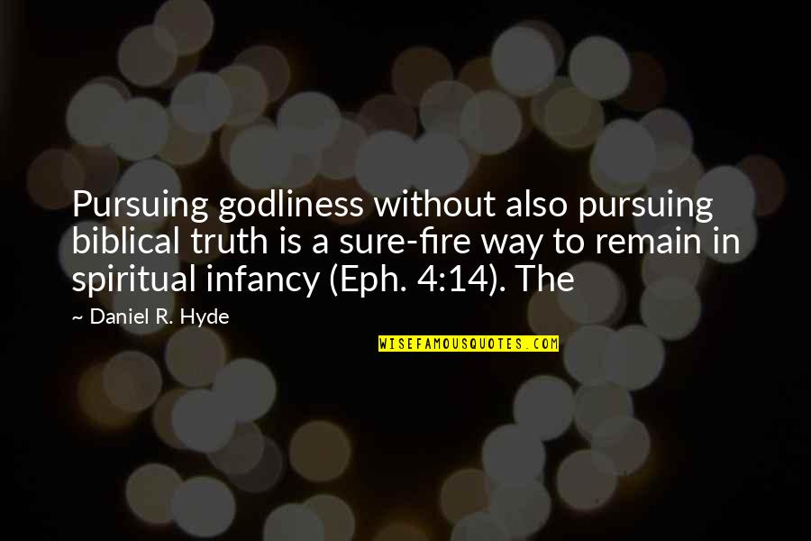 Incendios Ativos Quotes By Daniel R. Hyde: Pursuing godliness without also pursuing biblical truth is