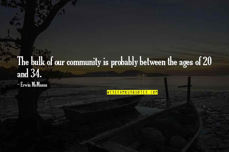 Incertitude Synonym Quotes By Erwin McManus: The bulk of our community is probably between