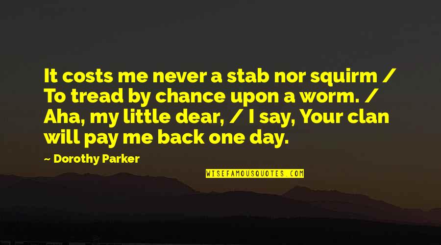 Inch Worm Quotes By Dorothy Parker: It costs me never a stab nor squirm