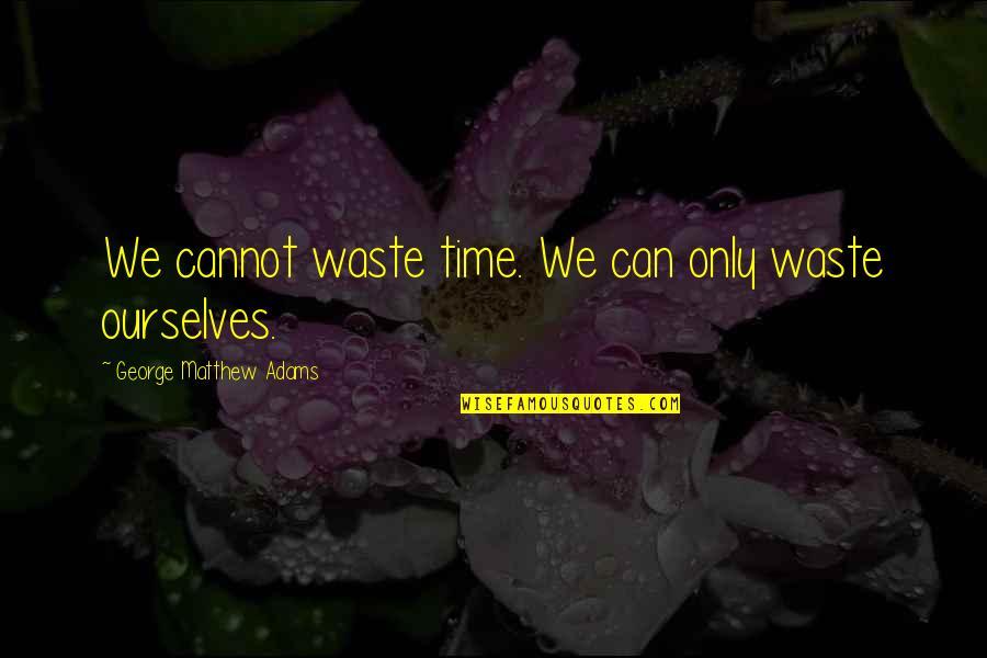 Inchworm Quotes By George Matthew Adams: We cannot waste time. We can only waste