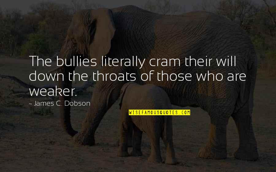 Incineration Quotes By James C. Dobson: The bullies literally cram their will down the