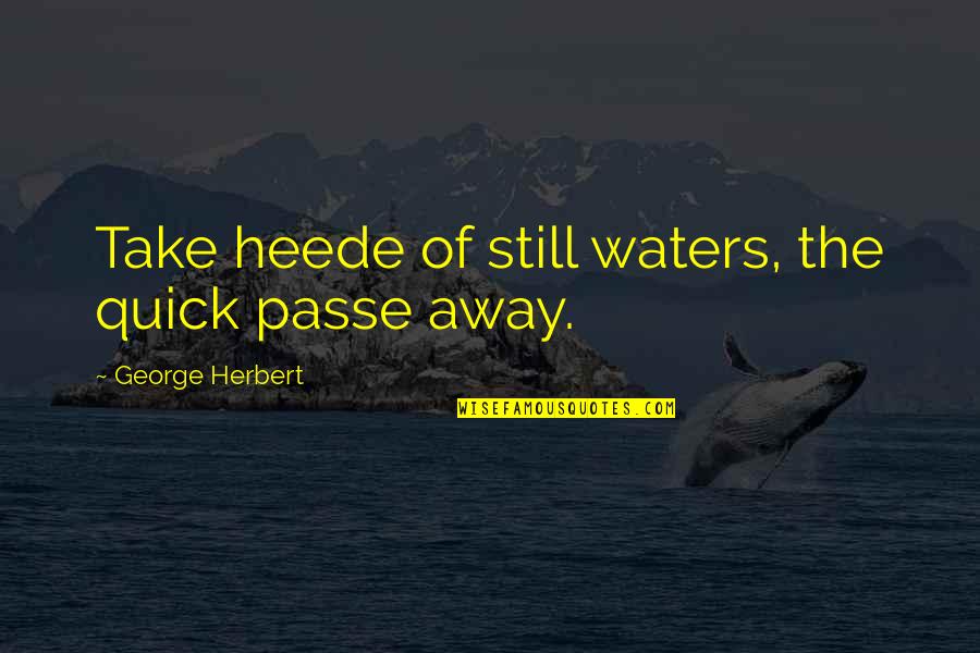 Incinerators For Home Quotes By George Herbert: Take heede of still waters, the quick passe