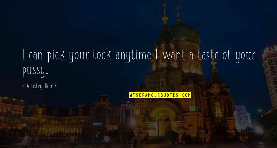 Inciniraor Quotes By Ainsley Booth: I can pick your lock anytime I want