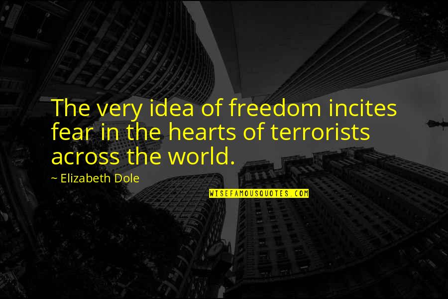 Incites 2 Quotes By Elizabeth Dole: The very idea of freedom incites fear in