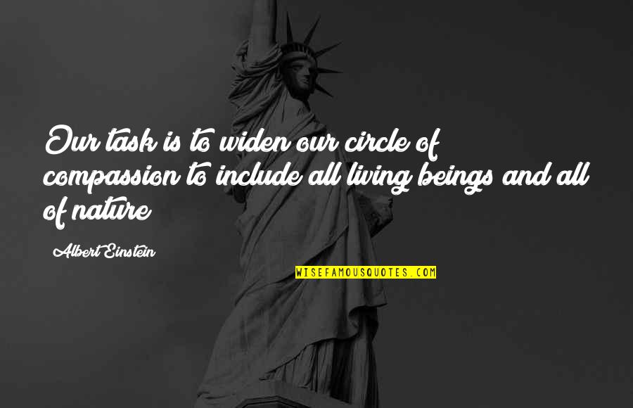 Include Quotes By Albert Einstein: Our task is to widen our circle of