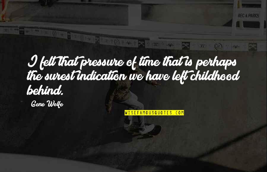 Incomodas Quotes By Gene Wolfe: I felt that pressure of time that is