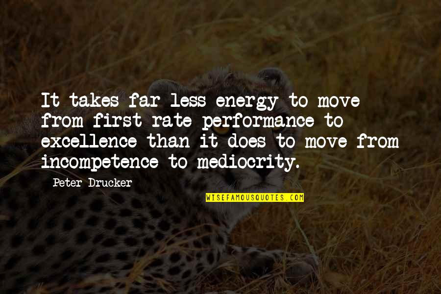 Incompetence Quotes By Peter Drucker: It takes far less energy to move from