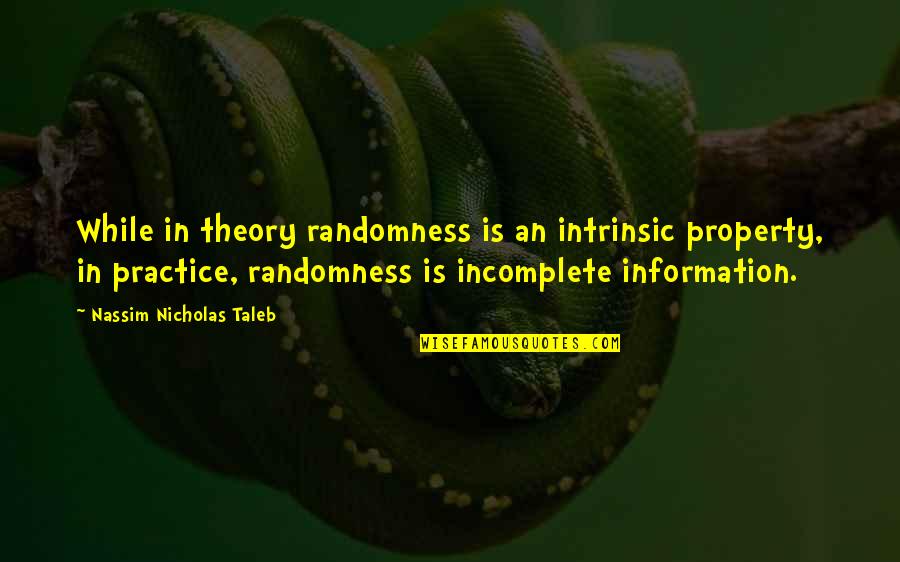 Incomplete Without You Quotes By Nassim Nicholas Taleb: While in theory randomness is an intrinsic property,