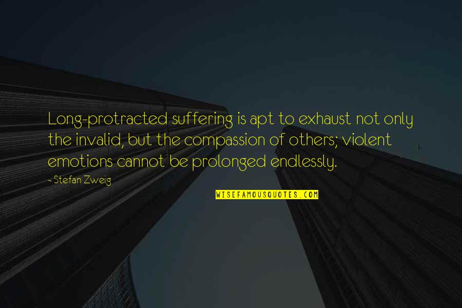 Incomprehension Or Noncomprehension Quotes By Stefan Zweig: Long-protracted suffering is apt to exhaust not only Incomprehension Or Noncomprehension Quotes By Stefan Zweig: Long-protracted suffering is apt to exhaust not only