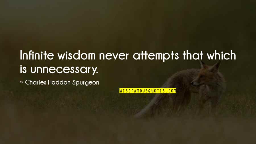 Incomprensione Quotes By Charles Haddon Spurgeon: Infinite wisdom never attempts that which is unnecessary.