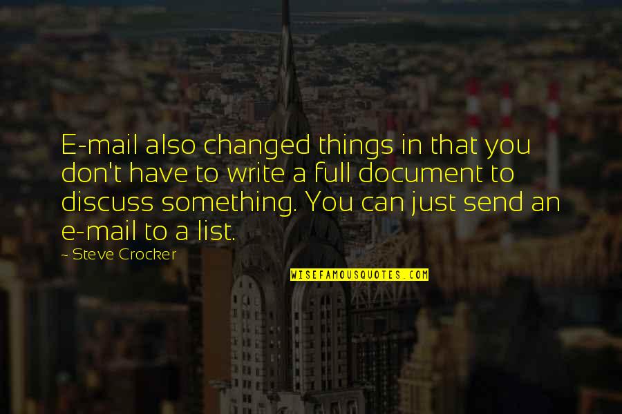 Inconsistencies Quotes By Steve Crocker: E-mail also changed things in that you don't