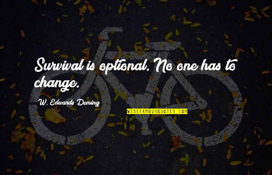 Inconsistencies Quotes By W. Edwards Deming: Survival is optional. No one has to change. Inconsistencies Quotes By W. Edwards Deming: Survival is optional. No one has to change.