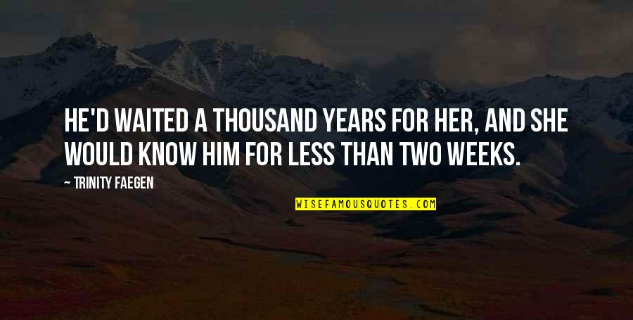 Inconvenience Quote Quotes By Trinity Faegen: He'd waited a thousand years for her, and Inconvenience Quote Quotes By Trinity Faegen: He'd waited a thousand years for her, and