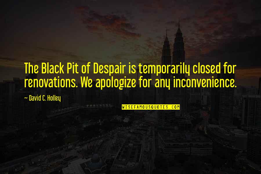 Inconvenience Quotes By David C. Holley: The Black Pit of Despair is temporarily closed