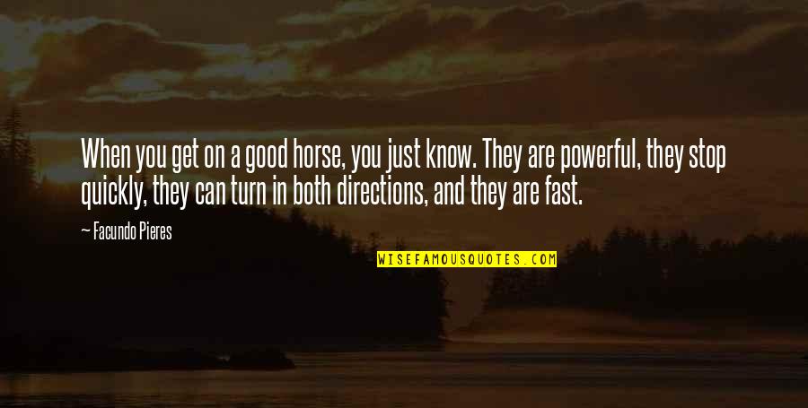 Incoruptibilitatea Quotes By Facundo Pieres: When you get on a good horse, you Incoruptibilitatea Quotes By Facundo Pieres: When you get on a good horse, you
