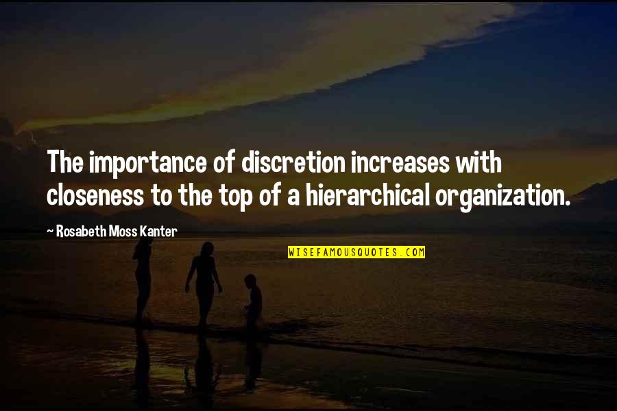 Increase Business Quotes By Rosabeth Moss Kanter: The importance of discretion increases with closeness to