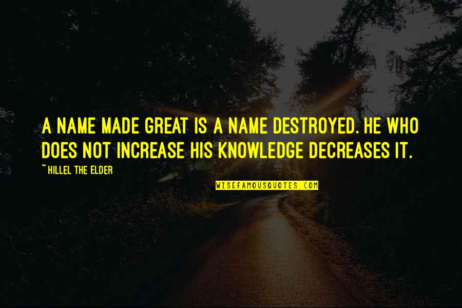 Increase Knowledge Quotes By Hillel The Elder: A name made great is a name destroyed.