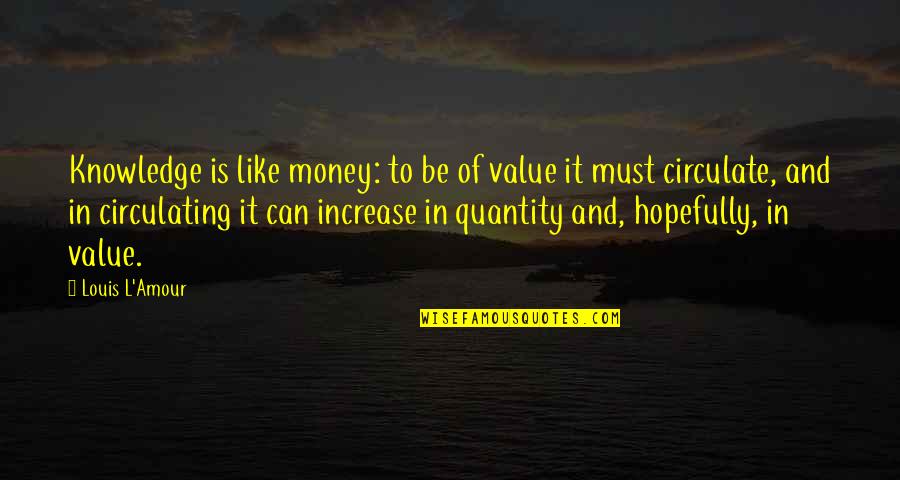 Increase Value Quotes By Louis L'Amour: Knowledge is like money: to be of value