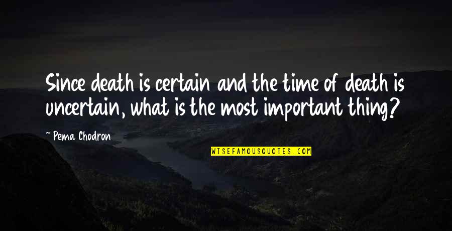 Increderea Quotes By Pema Chodron: Since death is certain and the time of Increderea Quotes By Pema Chodron: Since death is certain and the time of