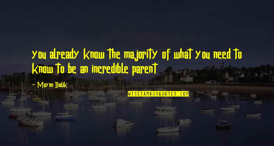 Incredible Children Quotes By Mayim Bialik: you already know the majority of what you