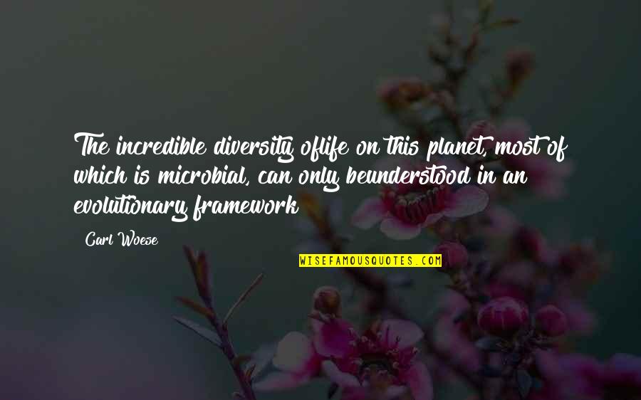 Incredible Quotes By Carl Woese: The incredible diversity oflife on this planet, most