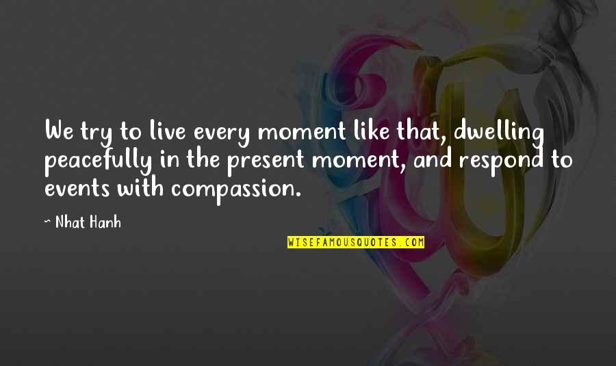 Incredibleness Synonym Quotes By Nhat Hanh: We try to live every moment like that, Incredibleness Synonym Quotes By Nhat Hanh: We try to live every moment like that,