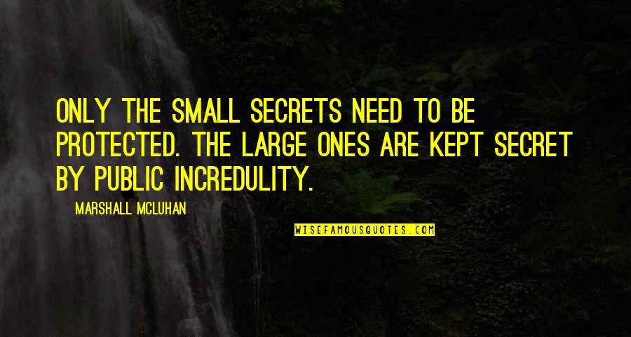 Incredulity's Quotes By Marshall McLuhan: Only the small secrets need to be protected.