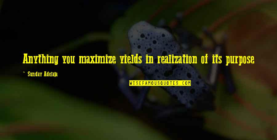 Inculta In English Quotes By Sunday Adelaja: Anything you maximize yields in realization of its Inculta In English Quotes By Sunday Adelaja: Anything you maximize yields in realization of its