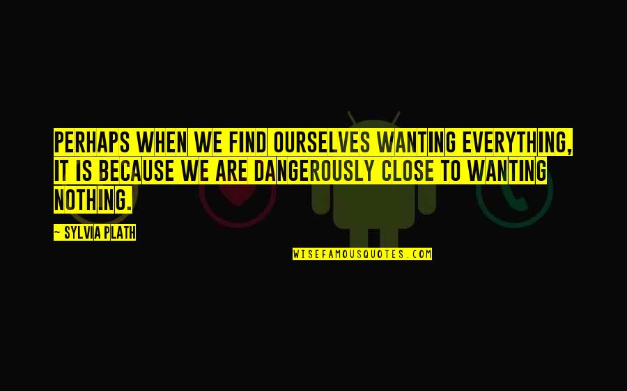 Incunks Quotes By Sylvia Plath: Perhaps when we find ourselves wanting everything, it Incunks Quotes By Sylvia Plath: Perhaps when we find ourselves wanting everything, it