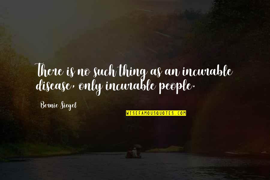 Incurable Disease Quotes By Bernie Siegel: There is no such thing as an incurable