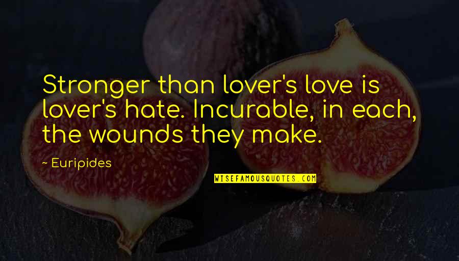 Incurable Love Quotes By Euripides: Stronger than lover's love is lover's hate. Incurable,