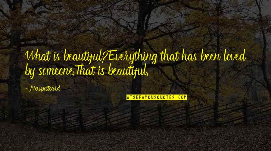 Incurrence Covenants Quotes By Newpostcard: What is beautiful?Everything that has been loved by