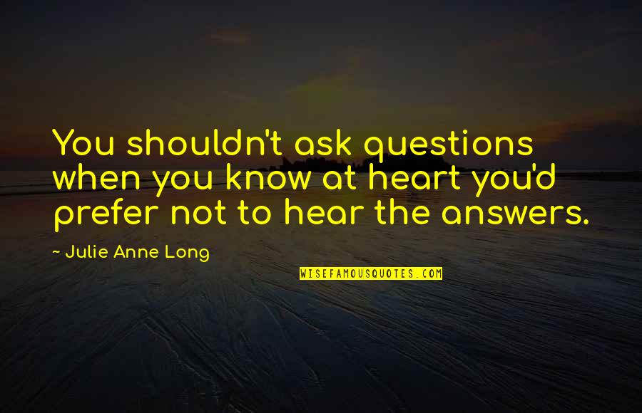 Indagato Significato Quotes By Julie Anne Long: You shouldn't ask questions when you know at
