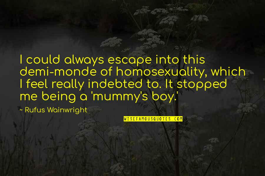 Indebted Quotes By Rufus Wainwright: I could always escape into this demi-monde of