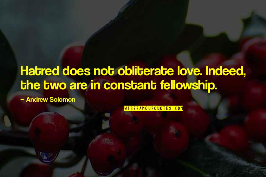 Indeed Love Quotes By Andrew Solomon: Hatred does not obliterate love. Indeed, the two