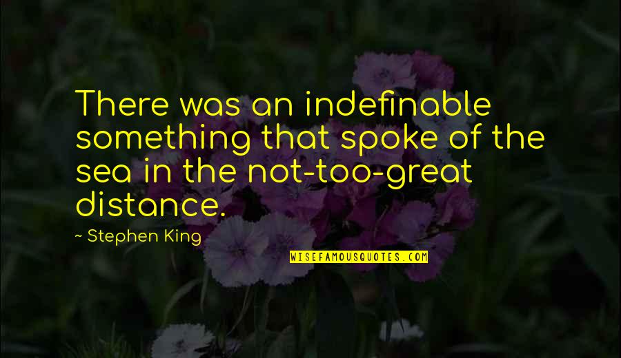 Indefinable Something Quotes By Stephen King: There was an indefinable something that spoke of